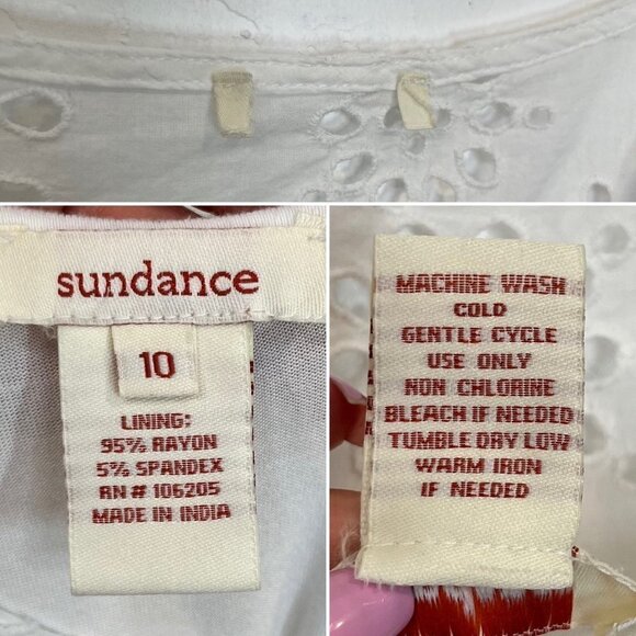 Sundance Jasper Springs White Embroidered Eyelet Dress Size 10 Asymmetrical - Picture 8 of 8